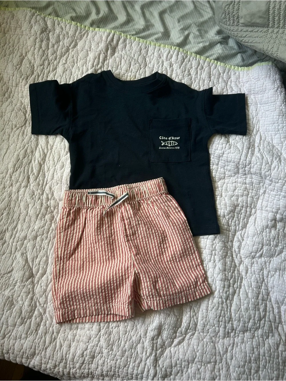 H&M Navy Blue Kids Pocket Tee - Côte d'Azur Graphic
